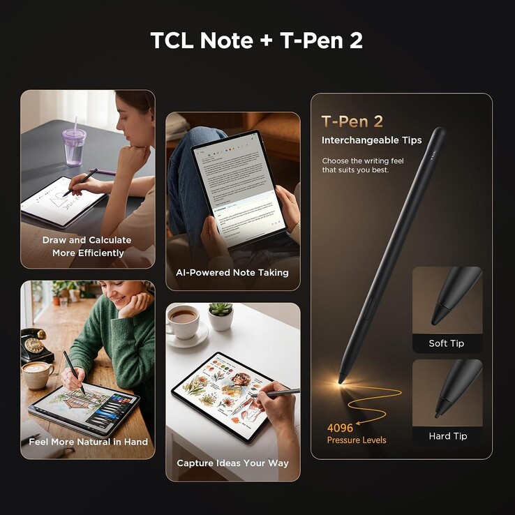 De Tab A1 Plus NxtPaper ondersteunt het gebruik van een stylus