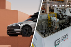 Volvo is van plan om twee 9.000-tons IDRA gigapresses te installeren in zijn toekomstige Slowaakse EV-fabriek om de productiekosten te verlagen. (Afbeelding bron: Volvo / IDRA - bewerkt)