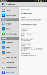 Het besturingssysteem is Android 4.1.2.