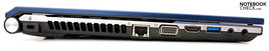 Linkerzijde: Kensington slot, RJ-45, VGA, HDMI, USB 3.0, audiopoorten