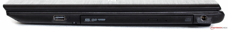 Rechts: USB 2.0, DVD, stroomaansluiting