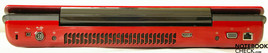 Achterzijde: Kensington slot, FireWire, stroom connector, HDMI, VGA-uitgang, LAN