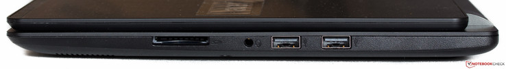 Rechterkant: SD kaart, audio in/uit, 2x USB 2.0