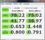 CDM voorbeeld 7200 rpm HDD HP G62-130EG 78 MB/s