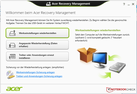 De recovery management software maakt backups en recovery van het systeem, drivers en software mogelijk.