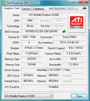 Sony Vaio VGN-CR31S/W: GPU-Z