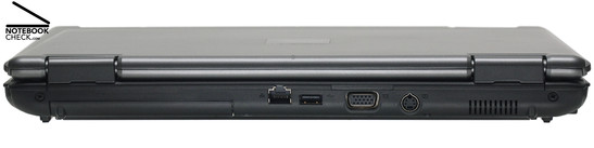 Achterzijde: Gigabit-LAN, 1xUSB 2.0, VGA, S-Video-Out, ventilator