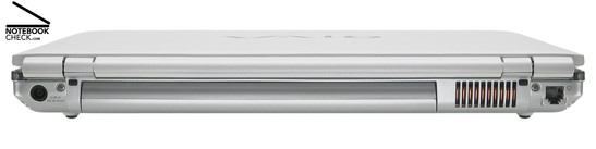 Sony Vaio VGN-CR31S/W Achterkant: Power Connector, Batterij, Ventilatie gaten, Modem