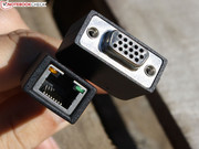 De meegeleverde dongles bieden alsnog een RJ45 en VGA poort.