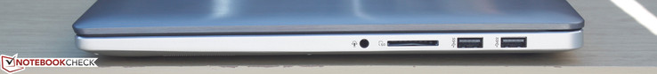 Rechts: 3,5 mm audiopoort, SD kaartlezer, 2x USB 3.0