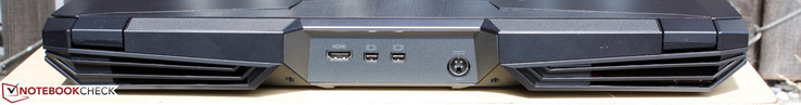 Achterkant: HDMI 2.0, 2x mDP 1.3, stroomaansluiting