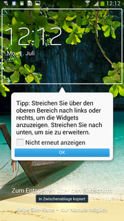 Andere widgets kunnen gevonden worden door links of rechts te vegen.