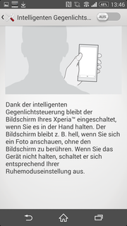 De smartphone gebruikt een lichtsensor om actief te blijven zolang je het toestel vasthoudt.