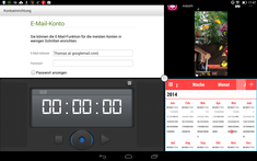 Multitasking is mogelijk met verschillende apps op een split screen.