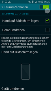 Meer gestures: heb je genoeg van de ringtone, leg dan je hand op het scherm om het toestel het zwijgen op te leggen.