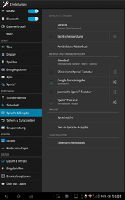 Taal en toetsenbord menu