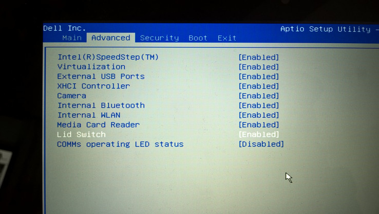 BIOS opties bij de Dell Venue 10 Pro