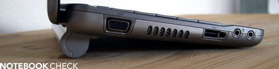 Linkerkant: VGA-Out, USB 2.0, Audio (Koptelefoon, Microfoon)