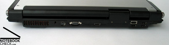 Achterkant: Fan, Kensington Slot, S-Video, VGA, HDMI, 4xUSB 2.0, E-SATA