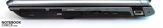 Rechts: ExpressCard, kaartlezer, Firewire, eSATA, 3x USB