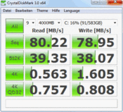 Crystal Disk Mark 80 MB/s lezen