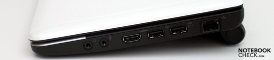 Rechts: Kensington slot, stroom aansluiting, USB 2.0, kaartlezer
