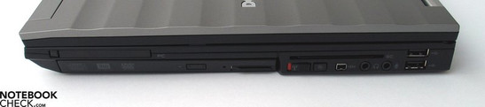 Rechterkant: PCMCIA, DVD Drive, SmartCard, Firewire, Audiopoorten, 2x USB 2.0