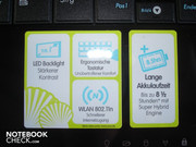 Netbookdetails: LED-Backlight, tot 8,5 Stunden accuduur