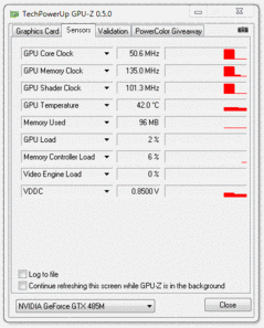 GPUZ: Idle modus