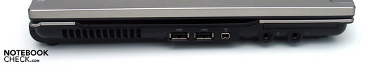 Linkerkant: 2x USB, FireWire, hoofdtelefoon, microfoon, ExpressCard