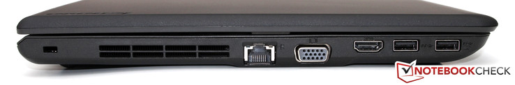 Linkerkant: Kensington slot, Gbit-LAN, VGA, HDMI, 2x USB 3.0