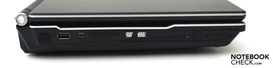 Links: RJ-11 modem, USB 2.0, FireWire, 9in1 cardreader, DVD brander