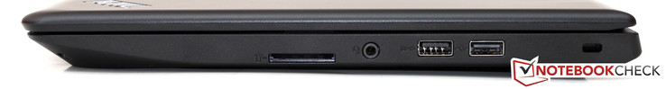 Rechterkant: SD kaartlezer, audiopoort, USB 3.0 Type-A, USB 2.0 Type-A, Kensington lock