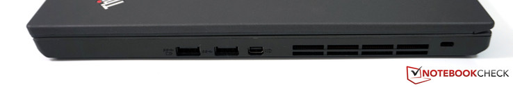 Rechts: 2x USB 3.0, Mini-DisplayPort, ventilator, Kensington lock slot