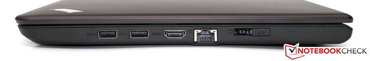 Rechterkant: 2 x USB 3.0, HDMI, GBit LAN, stroomaansluiting