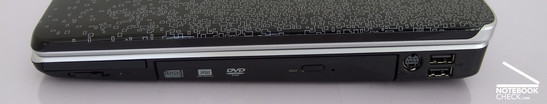 Rechterkant: ExpressCard/54, DVD Brander, S-Video, 2xUSB