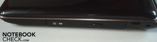 Rechts: DVD-brander, USB 2.0, Kensington slot