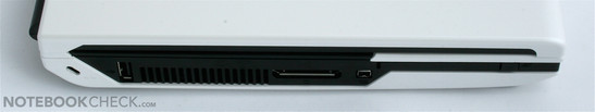 Linkerkant: Slot-in DVD drive, USB/eSATA, LAN