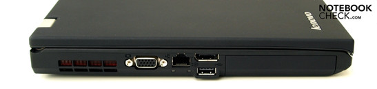 Linkerzijde: VGA, RJ45 (LAN), twee USB 2.0 poorten, harde schijfslot