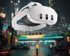 Meta Quest 3 VR headset getoond in Cyberpunk 2077's Night City (bron: Meta, Steam met bewerkingen)