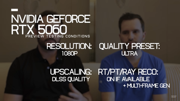 Grafische instellingen die Nvidia verplicht stelde voor RTX 5060 previews. (Afbeeldingsbron: Hardware Unboxed)