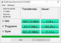 AS SSD kopieer benchmark resultaten