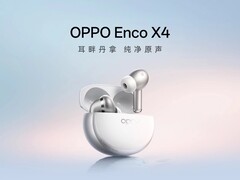 Een promotieafbeelding waarop de Oppo Enco X4-oordopjes in de kleur wit te zien zijn.