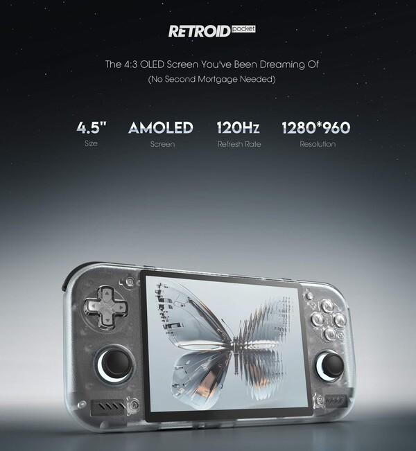 De Retroid Pocket Nova zal beschikken over een AMOLED-scherm met een verversingsfrequentie van 120 Hz.