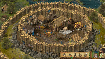 Een afbeelding waarop gebouwen te zien zijn in Stronghold: Definitive Edition.