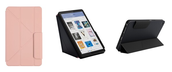 De officiële hoes voor de Nook Reading Tablet 8.7 ondersteunt het gebruik van de tablet in staande en liggende stand.