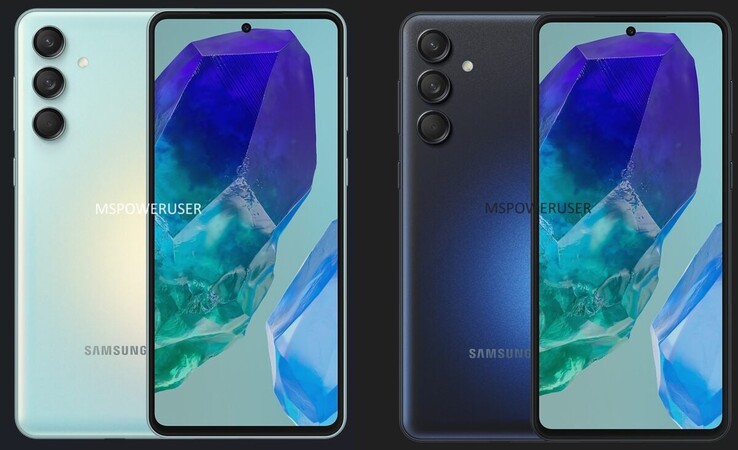 De vermoedelijk aankomende Galaxy M55 in 2 kleuren. (Bron: MSPowerUser)