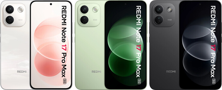 Vooraanzicht en de drie kleuropties van de telefoon