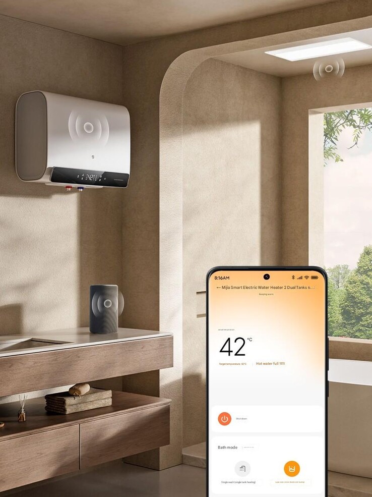 De Xiaomi Mijia Smart Electric Water Heater 2 is compatibel met de app van het merk. (Afbeeldingsbron: Xiaomi, machine vertaald)