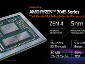 AMD Ryzen 9 7945HX beschikt over 80 MB gecombineerde L2 + L3 cache. (Bron: AMD)